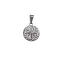 Pendentif rond en acier inoxydable argenté avec un motif d'étoile croisée en relief - Étoile à Huit Branches Ronde (XTS10) / Acier