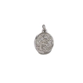 Pendentif ovale en argent avec relief de rose vintage et gravure du mot Rose - Rose Ovale (XTS12) / Acier