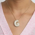 Collier avec pendentif lettre G en laiton doré orné de zircons cubiques brillants - Collier G
