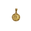 Pendentif rond en acier plaqué or 18K avec relief en cœur et texture martelée - Cœur Rond (XTS06) / Or