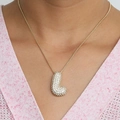 Collier avec pendentif lettre L pavé de zircons sur chaîne dorée pour femme - Collier L