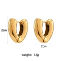 Polished 18K gold plated stainless steel U-shaped hoop earrings, 2cm size - Simple Heart Shaped Small Ear Buckle / Gold