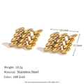 18K gold plated stainless steel stud earrings with 15mm woven mesh texture design - Hollow Rhombus Patchwork Stud Earrings - Gold