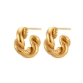 Modieuze vergulde roestvrijstalen gedraaide oorringen met een getextureerd touwontwerp - 17mm Geborstelde Diagonale Gedraaide Creolen - Goud