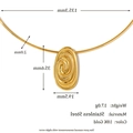 18K gold plated stainless steel collar necklace with textured oval swirl pendant - Sea Snail Fossil Pendant Choker / Gold