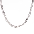 Minimalist silver paperclip chain necklace for women made of premium stainless steel - 4.4mm Paperclip Chain (80cm+10cm) / Steel