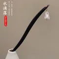 Minimalist black sandalwood hair stick with white baroque pearl pendant in ceramic vase - Ru Lü Hairpin - Water Drop