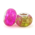 Colorful gradient resin beads with large metal core for DIY charm bracelets - Purple/Green Spliced Style (012)