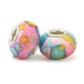 DIY charm beads with colorful watercolor bubble pattern and polished metal core - Watercolor Bubble (014)