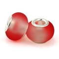 Red frosted gradient glass beads with silver metal core for DIY bracelet making - Red Frosted Style (001)
