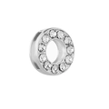 Silver round charm spacer with clear crystal pave for 10mm DIY bracelet making - Number 0