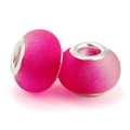 Pink gradient resin glass beads with large metal hole for DIY bracelet making - Rose Red Frosted Style (007)