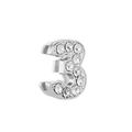 Sparkling silver number 3 slider charm with micro-pave cubic zirconia for 10mm DIY bracelets - Number 3