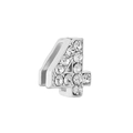 Number 4 charm pendant in stainless steel with clear zircons for 10mm keeper bracelets - Number 4