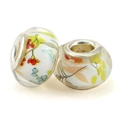 Floral resin glass large hole beads for DIY charm bracelets with colorful patterns - Multicolor Floral (020)