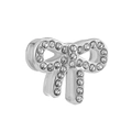 Zilveren strikbedeltje voor 10mm armband bezet met sprankelende zirkoniasteentjes - Normale Specificatie / Strikstijl (07)