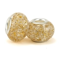 Amber resin DIY bracelet beads with gold foil flakes and silver metal core - Gold Glitter (002)