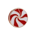 10mm rose gold stainless steel charm with red and white spiral enamel candy design - Red White Spiral Candy (05)