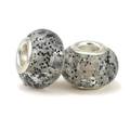 Transparent grey resin charm with black glitter flakes and silver metal core for DIY bracelet - Grey Black Glitter (003)