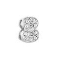 Silver number 8 charm pendant with clear rhinestones for 10mm DIY slider bracelets - Number 8
