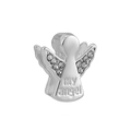 Zilveren engel bedel met my angel gravure en steentjes voor 10mm schuifarmbanden - Normale Specificatie / Engelstijl (09)