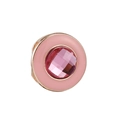 Rose gold round bead charm with faceted pink crystal and enamel for DIY bracelets - Pink Faceted Rhinestone (07)