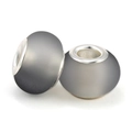 Frosted dark grey gradient glass beads with silver metal core for DIY bracelets - Dark Gray Frosted Style (010)