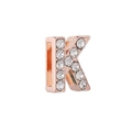 Roségoldfarbener Buchstabe K Schiebeperle für 10mm Armband mit funkelnden Zirkonien - Roségold-Buchstabe K