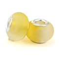Light yellow frosted glass beads with silver metal cores for DIY jewelry bracelets - Light Yellow Frosted Style (006)