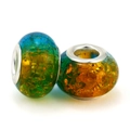 Gradient glass bead with gold foil and silver core for DIY bracelet charms - Gradient Gold Foil Style (021)