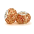 Sparkly red glitter resin charms with large metal core for modular charm bracelets - Red Gold Glitter (006)