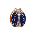 Rose gold ladybug charm with blue enamel and sparkling zircons for 10mm slide bracelets - Rhinestone Ladybug Heart (10)
