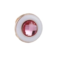Rose gold keeper charm for 10mm bracelets with pink crystal and white enamel detail - White Ring Pink Gem (12)
