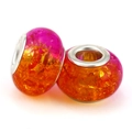 Gradient pink and orange resin charm beads with gold foil flakes and metal core - Magenta/Orange Gradient Style (013)
