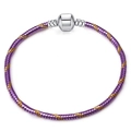 3mm purple and gold snake bone chain bracelet with polished silver metal clasp on white base - 16cm / Purple Gold Spiral Snake Chain (01)