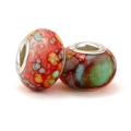 Artistic colorful resin large hole bead charm with silver core for DIY bracelets - Multicolor Smudge (016)