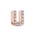 Roségoldener Buchstabe U Anhänger mit Strasssteinen für 10mm DIY Armbänder - Roségold-Buchstabe U