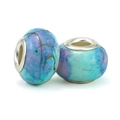 Blue and purple watercolor glass charms with gold lines and silver metal core - Dreamy Blue Purple (017)