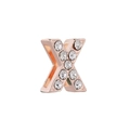 Roségoldener Buchstabe X Anhänger mit Zirkonia für 10mm Mesh-Armband-Riemen - Roségold-Buchstabe X