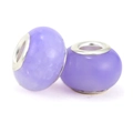 Polished purple gradient glass large hole beads with silver metal core for DIY bracelets - Purple Textured Style (039)