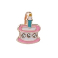 Rose gold birthday cake charm with pink enamel and sparkling zircons for bracelets - Birthday Cake Candle (22)