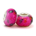 Pink watercolor splash resin large hole beads for DIY bracelets set of two - Pink Watercolor (018)
