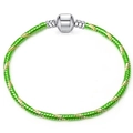 Adjustable green snake bone chain bracelet with silver barrel clasp for women - 16cm / Green Gold Spiral Snake Chain (06)