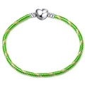 Adjustable green and gold snake chain bracelet with polished heart shaped clasp - 16cm / Green Gold Spiral Heart Clasp Snake Chain (07)