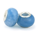 Blue gradient glass beads with silver metal core for DIY bracelet jewelry making - Blue Textured Style (033)