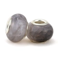 DIY charm bead featuring purple and gray marble texture with a silver metal core - Purple/Gray Textured Style (043)