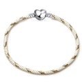Braided cream and gold snake chain bracelet featuring a polished heart-shaped metal clasp - 16cm / Cream White Gold Spiral Heart Clasp Snake Chain (10)