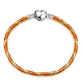 Orange and gold snake chain bracelet featuring a silver heart-shaped clasp closure - 16cm / Orange Gold Spiral Snake Chain (Heart Clasp) / Metallic Orange