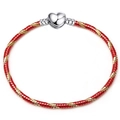 Red and gold 3mm woven rope bracelet featuring a polished silver heart shaped clasp - 16cm / Red Gold Spiral Snake Chain (Heart Clasp) / Red Gold