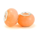 Orange resin glass large hole beads for DIY bracelets with silver metal cores - Orange/Pink Textured Style (041)